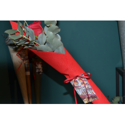 Rosa Sant Jordi - Cono rojo - eucalipto