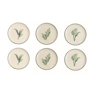 Set 6 platos hojas verdes
