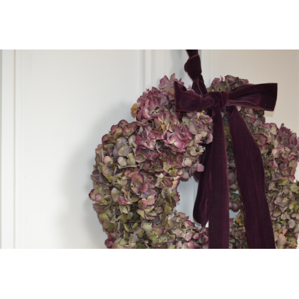 Corona de puerta de hortensia