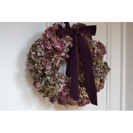 Corona de puerta de hortensia