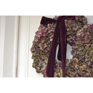 Corona de puerta de hortensia