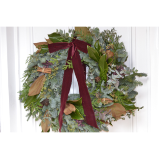 Corona de puerta lazada granate Corona de puerta lazada granate