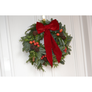 Corona de puerta lazada roja Corona de puerta lazada roja