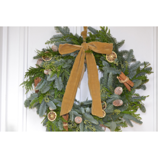 Corona de puerta lazada mostaza