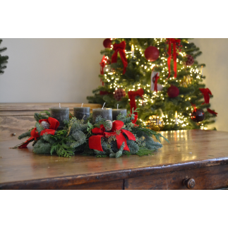 Corona de adviento vela verde lazada roja