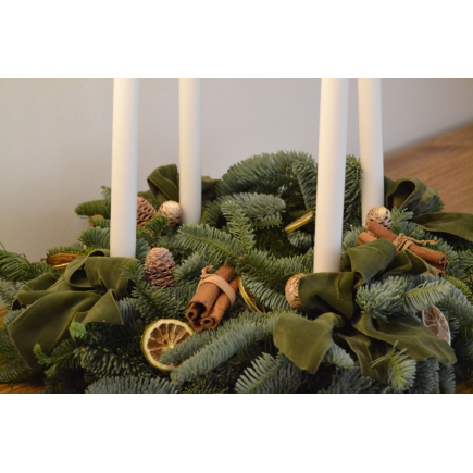 Corona de adviento vela blanca