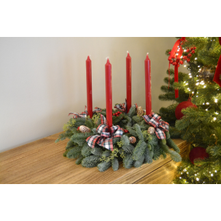 Corona adviento vela candelabro roja