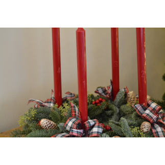 Corona adviento vela candelabro roja