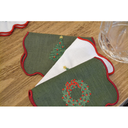 Servilleta cóctel corona navidad