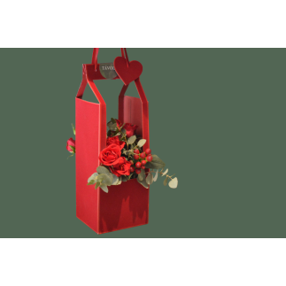 Caja - bolsa con rosas rojas