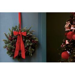 Corona de puerta lazada roja