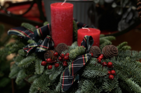 Centro de mesa navideño - vela roja