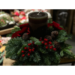 Centro de mesa navideño Velón verde