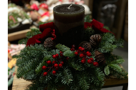 Centro de mesa navideño Velón verde