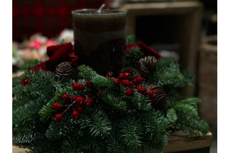 Centro de mesa navideño Velón verde